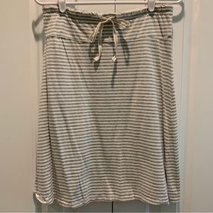 GAP Striped Cotton Skirt with drawstring waist. White & gray grey. S